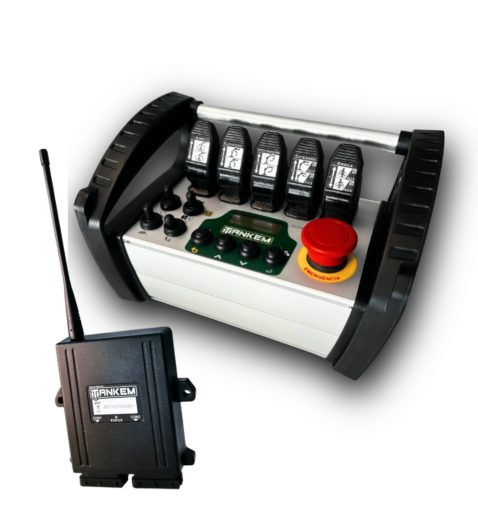 Transmissor com alavancas e receptor com antena do controle remoto TANKEM CRANE-A5
